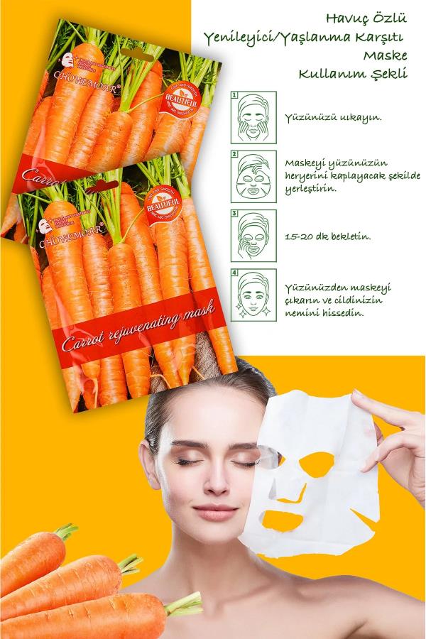 Kağıt Yüz Maskesi Kolajen Havuç Özlü 