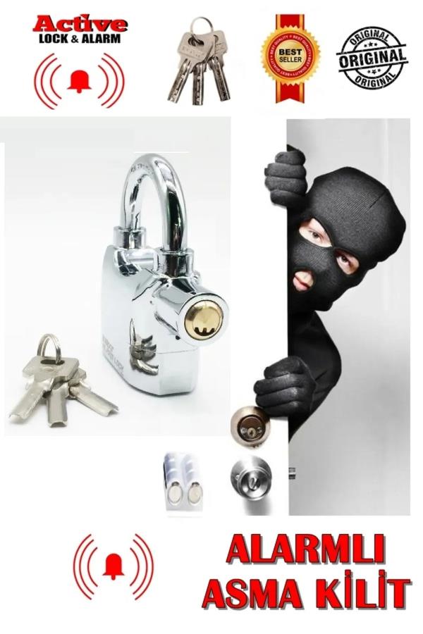 Krom Alarmlı Uzun Asma Kilit