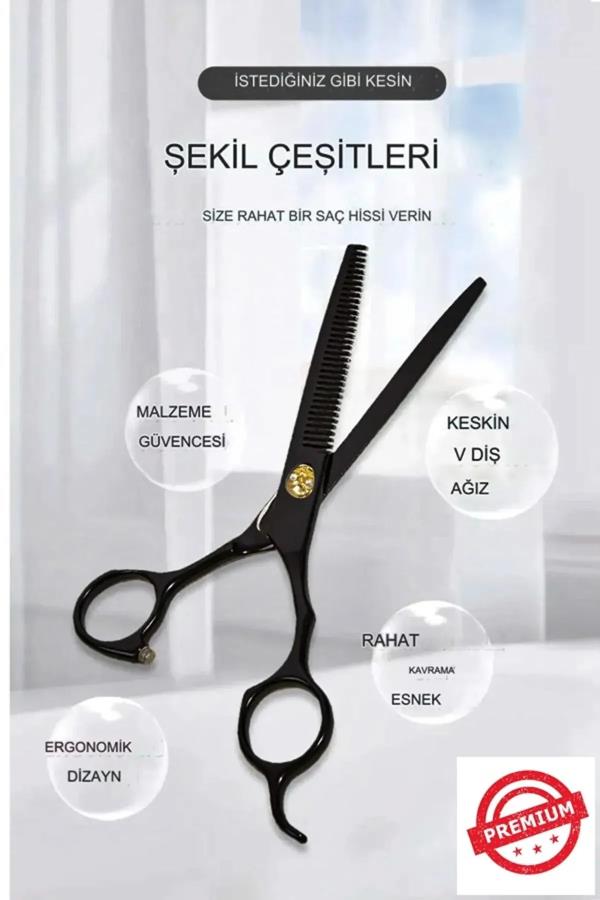 Kurukafa Siyah Düz Uçlu Saç Kesim Makası 6 inç