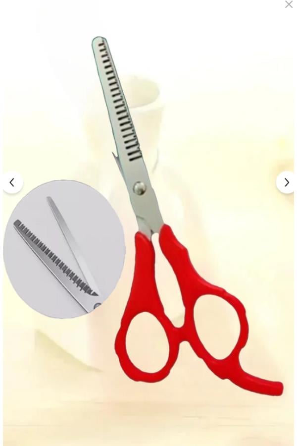 Pvc Saplı Kırmızı Ara Makas Efile Saç Makası