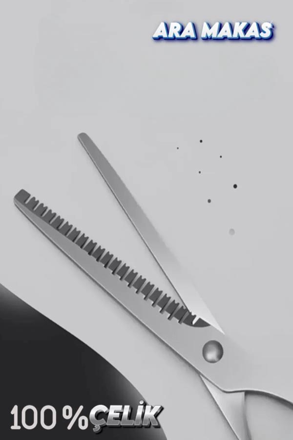 Pvc Saplı Kırmızı Ara Makas Efile Saç Makası