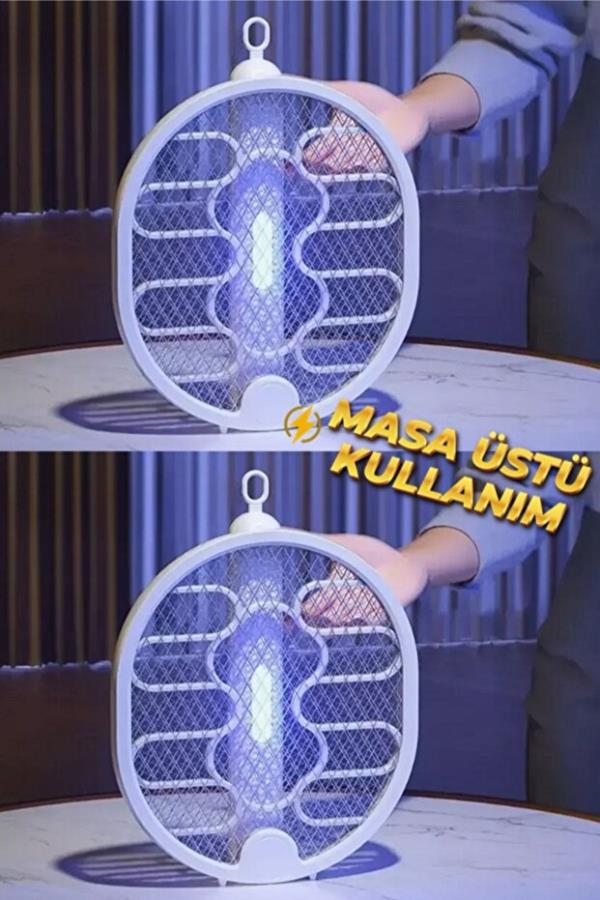 Şarjlı Çift Taraflı Katlanabilir Sinek Cız Raketi