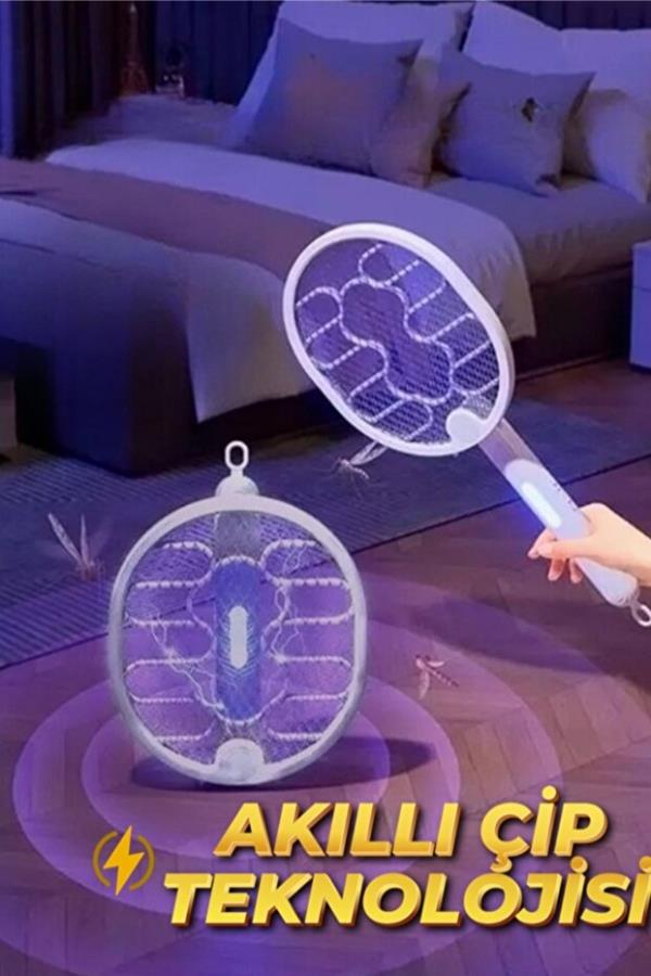 Şarjlı Çift Taraflı Katlanabilir Sinek Cız Raketi