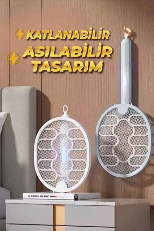 Şarjlı Çift Taraflı Katlanabilir Sinek Cız Raketi