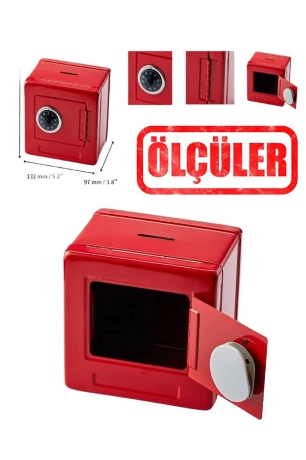Şifreli Çelik Kasa Kırmızı 130x100mm
