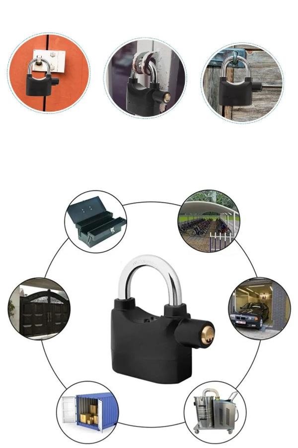 Siyah Alarmlı Kısa Asma Kilit