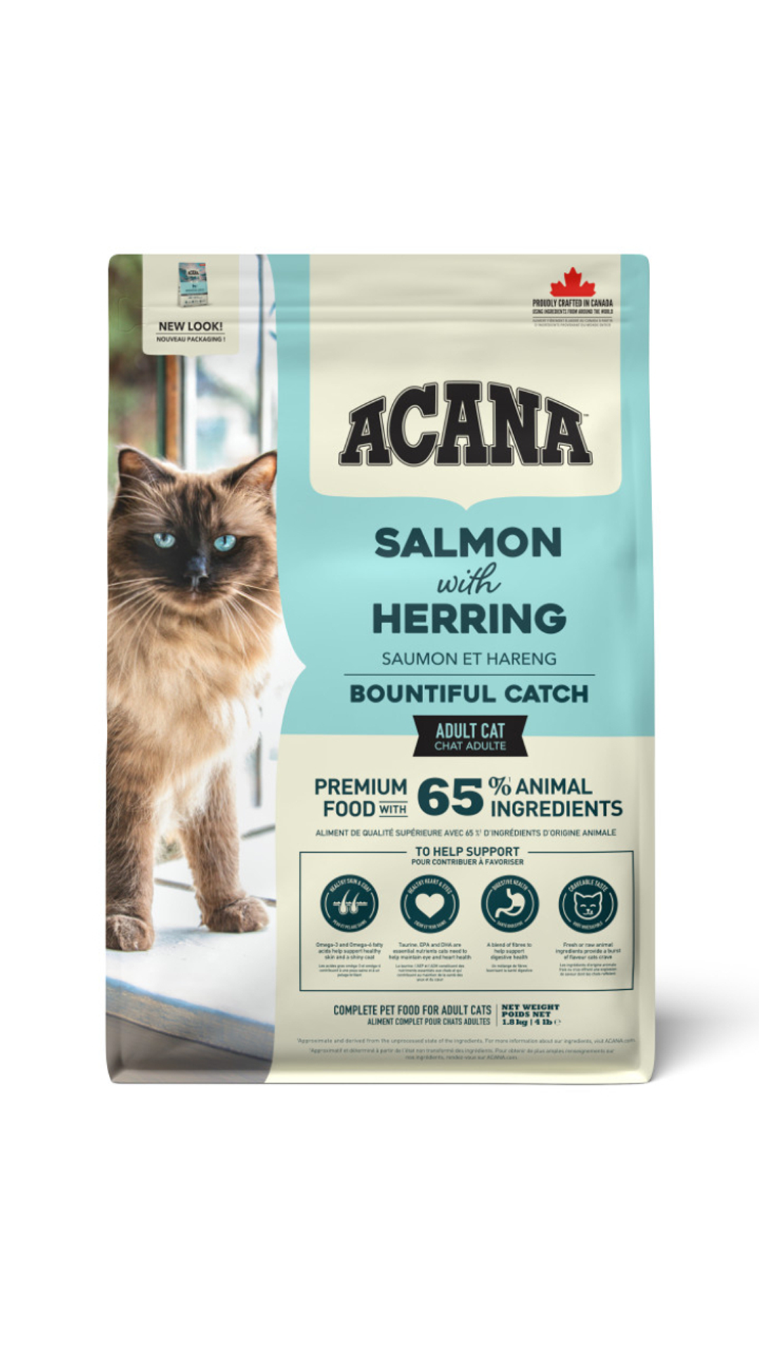 Acana Bountiful Catch Somonlu ve Ringa Balıklı Tahılsız Yetişkin Kedi Maması 1,8kg