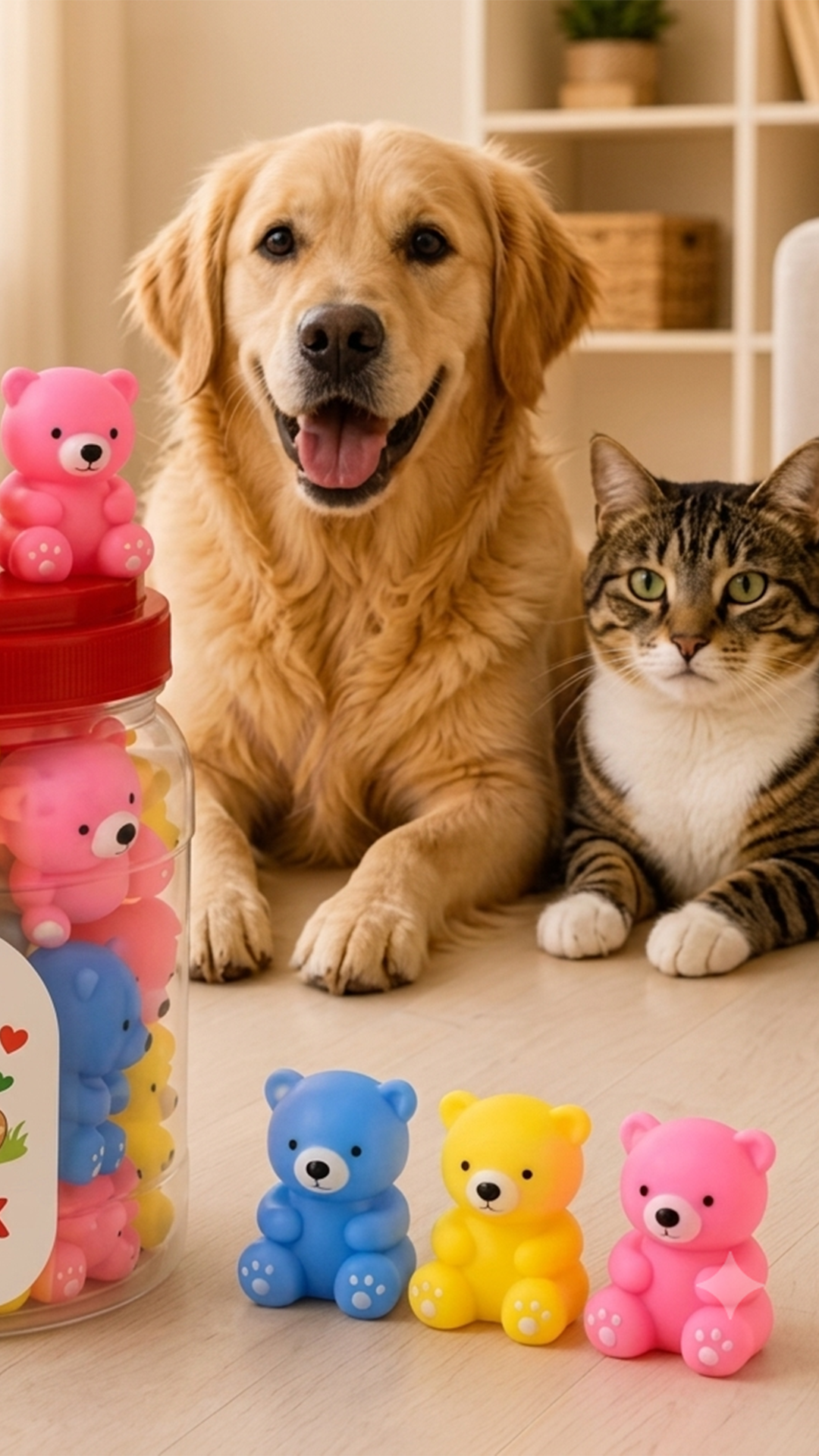 Ayıcık Model Sesli Plastik Kedi Köpek Oyuncağı
