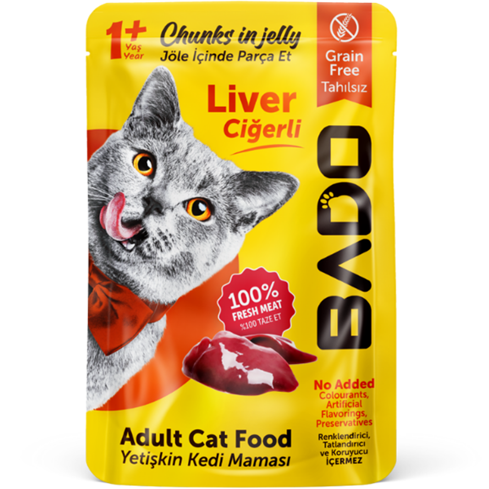 Bado Adult Cat Food Liver Grain Free Ciğerli Yetişkin Tahılsız Kedi Maması 85 Gr 