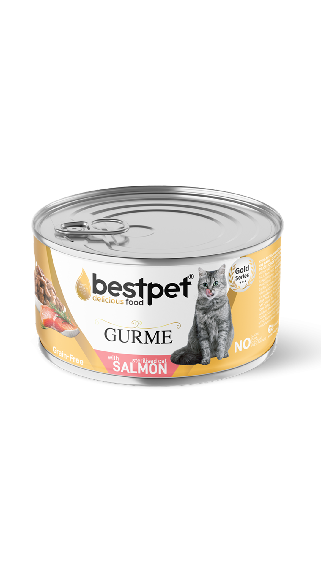 BestPet Gurme Jöle İçinde Somonlu Tahılsız Kısırlaştırılmış Kedi Konservesi 85gr