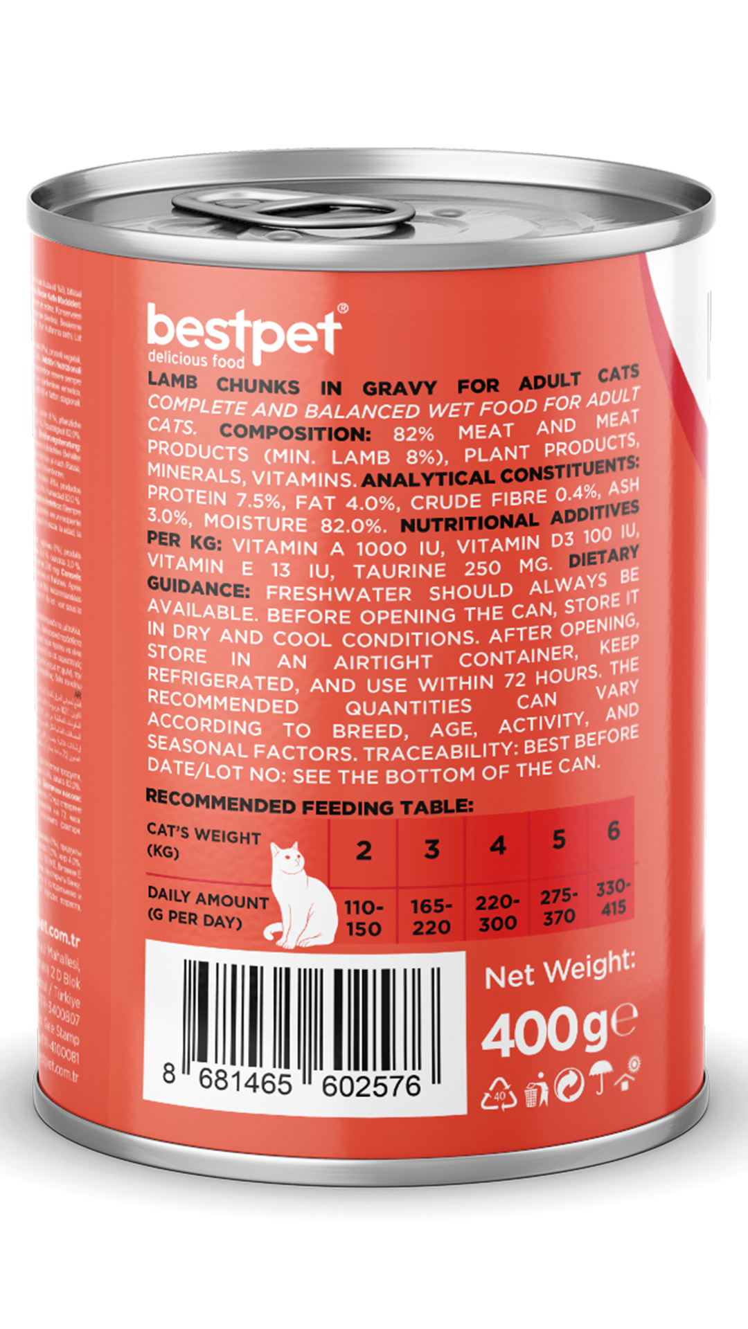 BestPet Kuzu Etli Yetişkin Kedi Konservesi 400gr