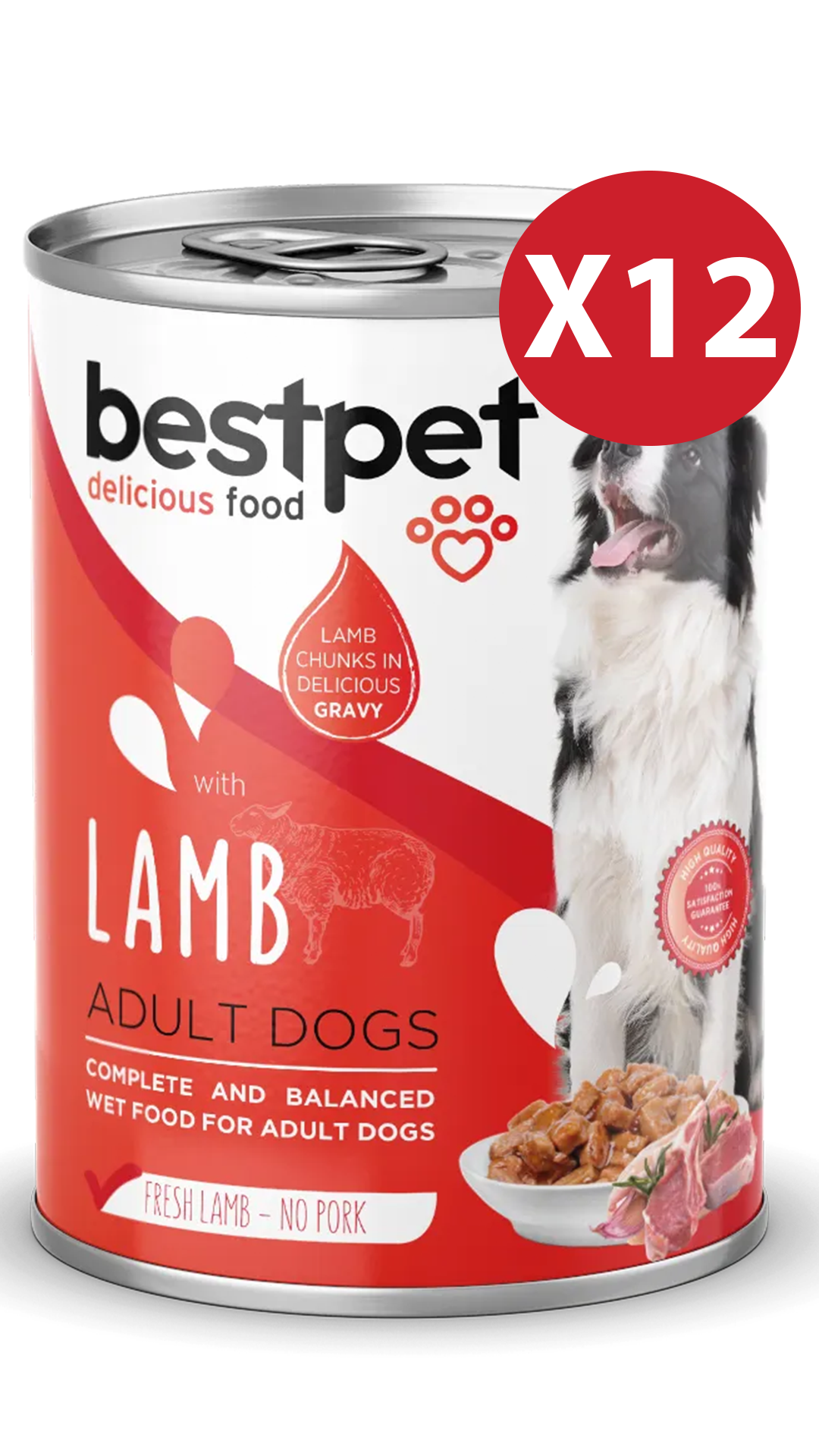 BestPet Kuzulu Yetişkin Köpek Konservesi 400gr 12 Adet