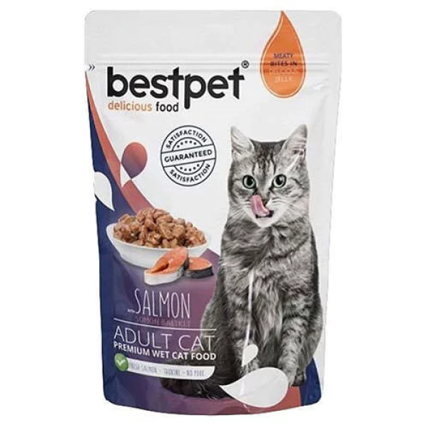 BestPet Pouch Somonlu Yetişkin Kedi Konservesi 85gr