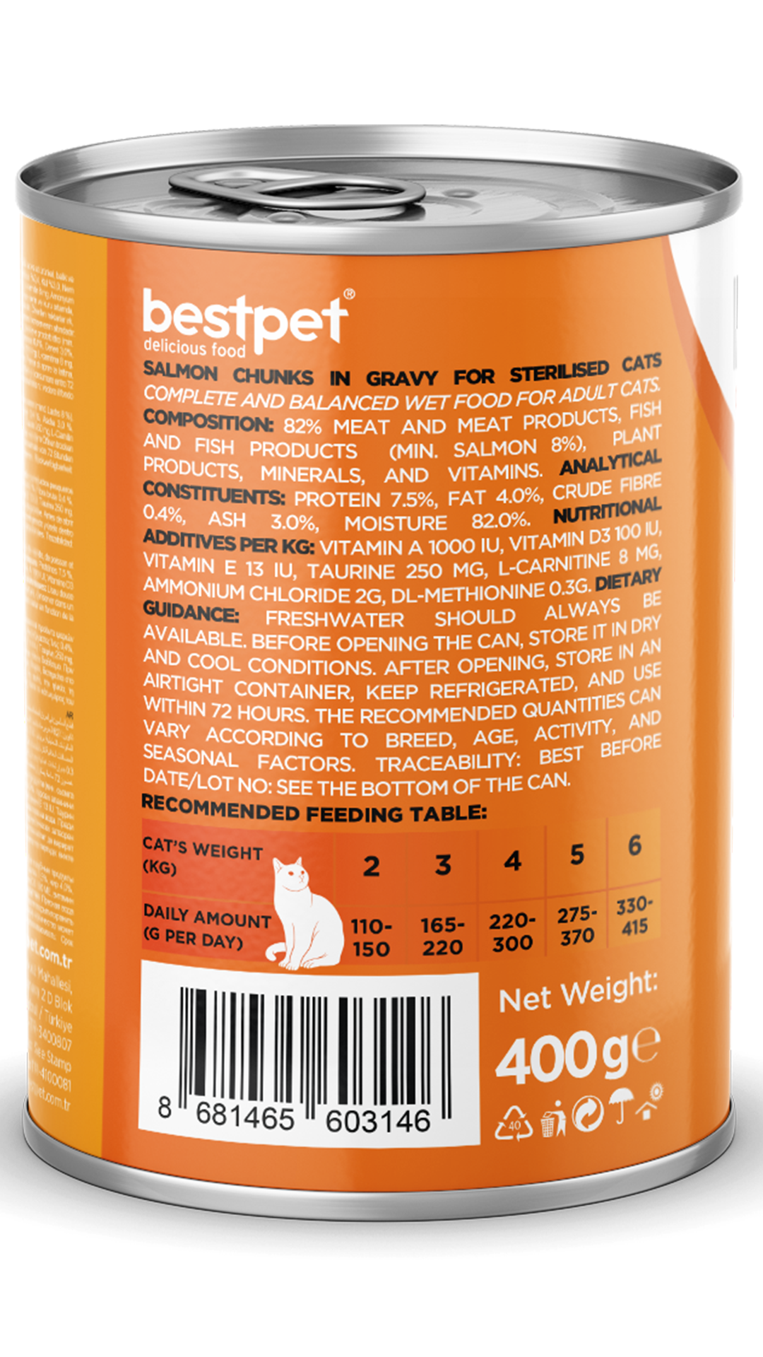 BestPet Somonlu Kısırlaştırılmış Kedi Konservesi 400gr