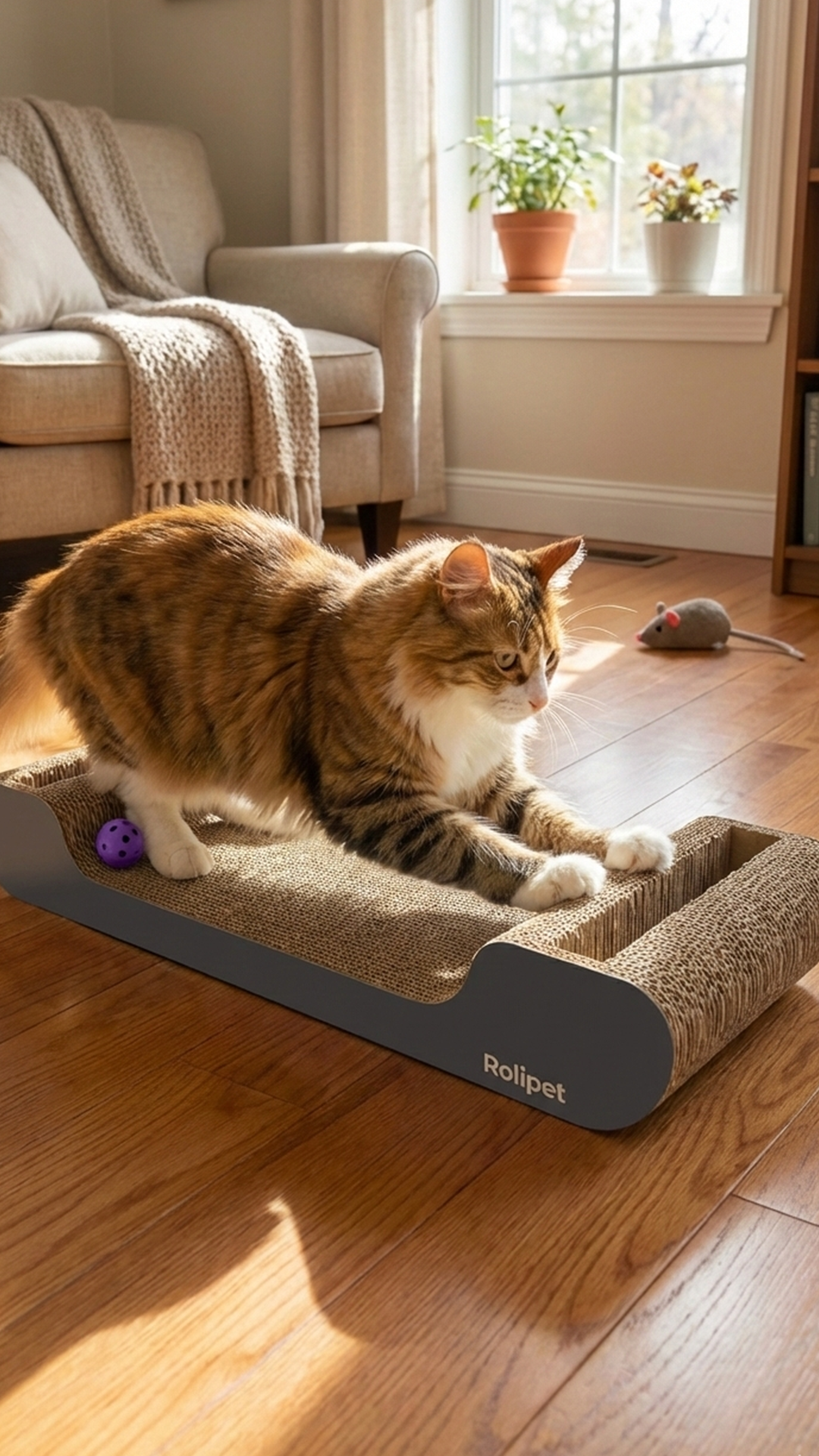 Boon Çift Toplu Karton Kedi Tırmalama Kartonu ve Dinlenme Alanı (60 x 21 x 9,5 cm)