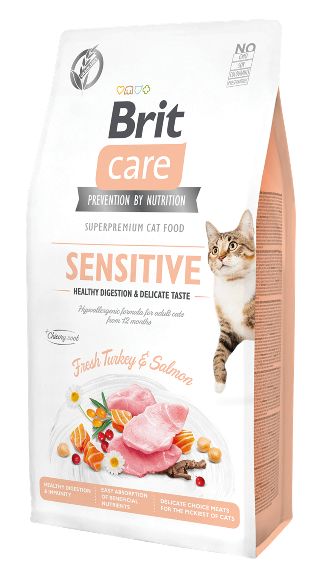 Brit Care Sensitive Hypo-Allergenic Sindirim Sistemi Destekleyici Tahılsız Yetişkin Kedi Maması 7kg