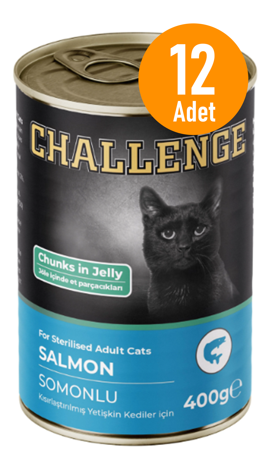 Challenge Somonlu Kısırlaştırılmış Yetişkin Kedi Konservesi 400 gr 12 Adet