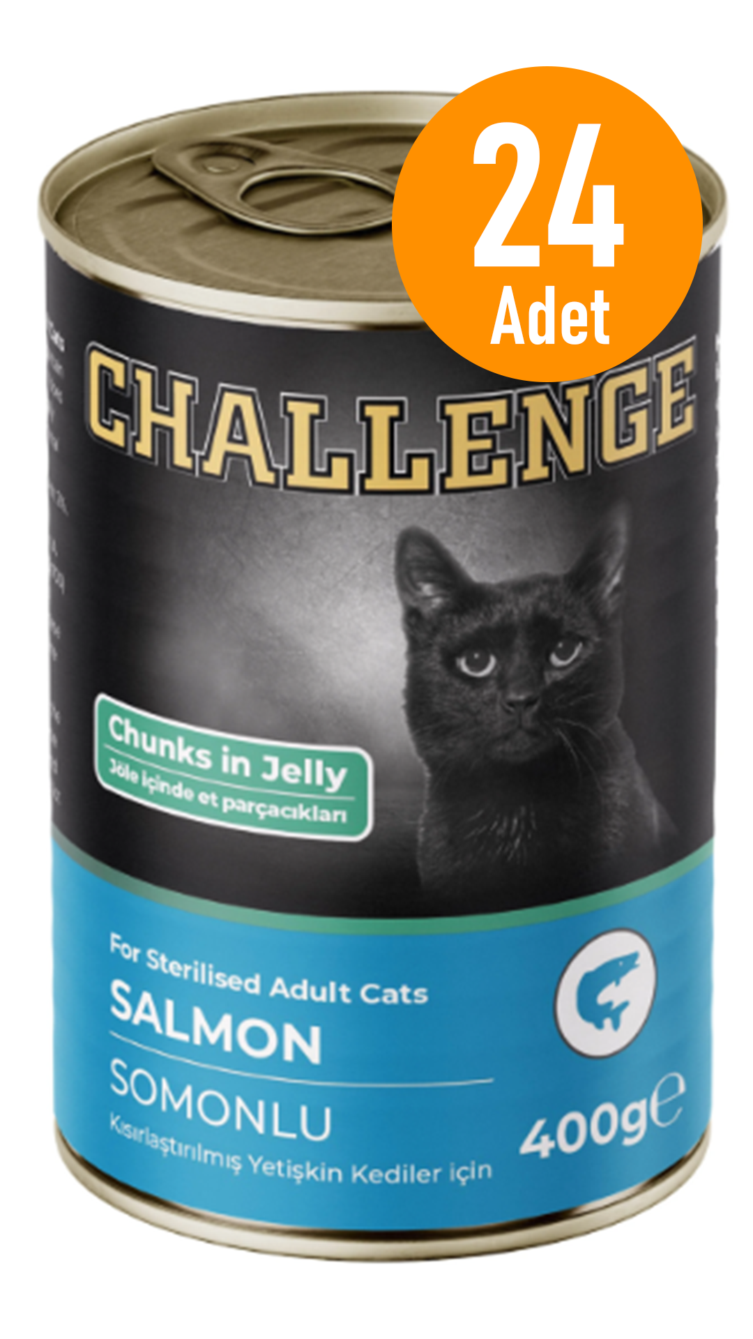 Challenge Somonlu Kısırlaştırılmış Yetişkin Kedi Konservesi 400 gr 24 Adet