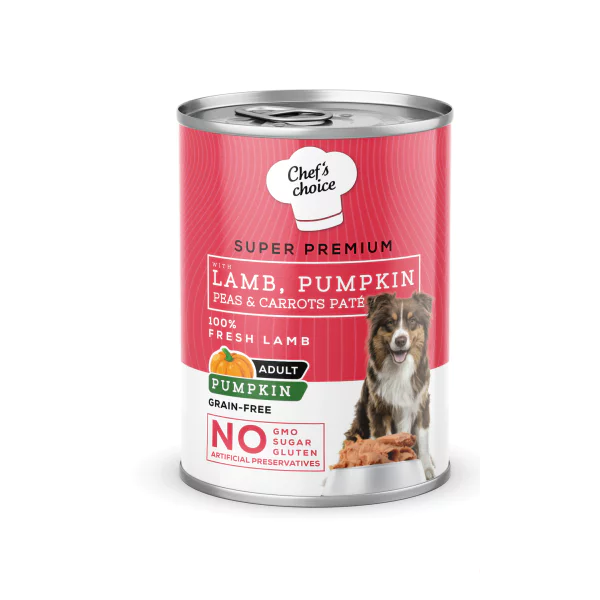 Chef's Choice Kuzulu ve Bal Kabaklı Tahılsız Ezme Yetişkin Köpek Konservesi 400gr