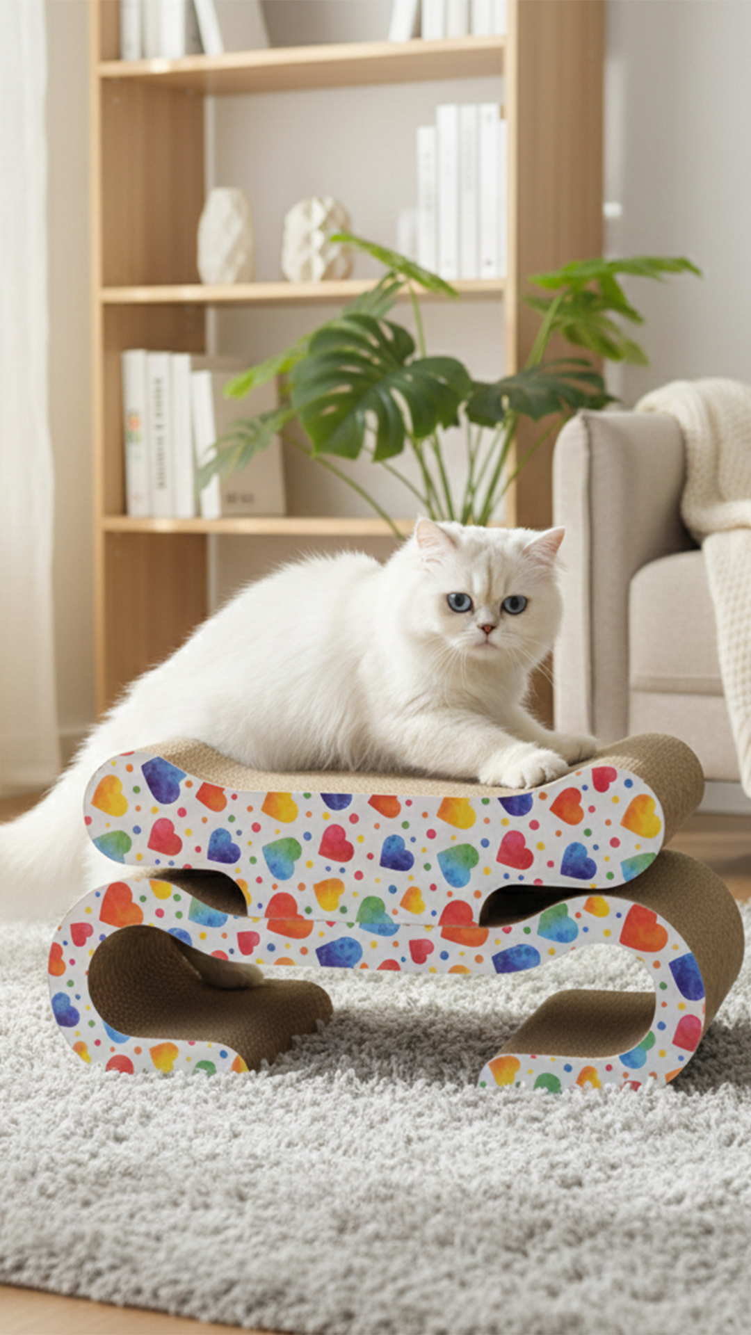 CLOUD KARTON KEDİ TIRMALAMA KALP DESENLİ