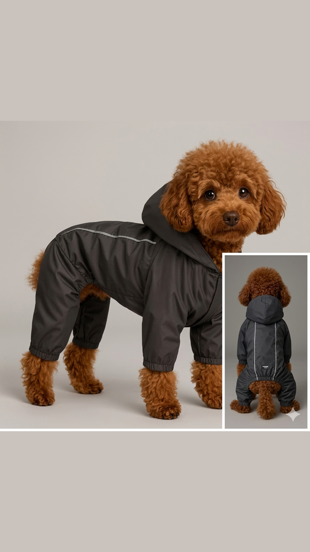DARK GREY REFLECTİVE  KÖPEK YAĞMURLUK