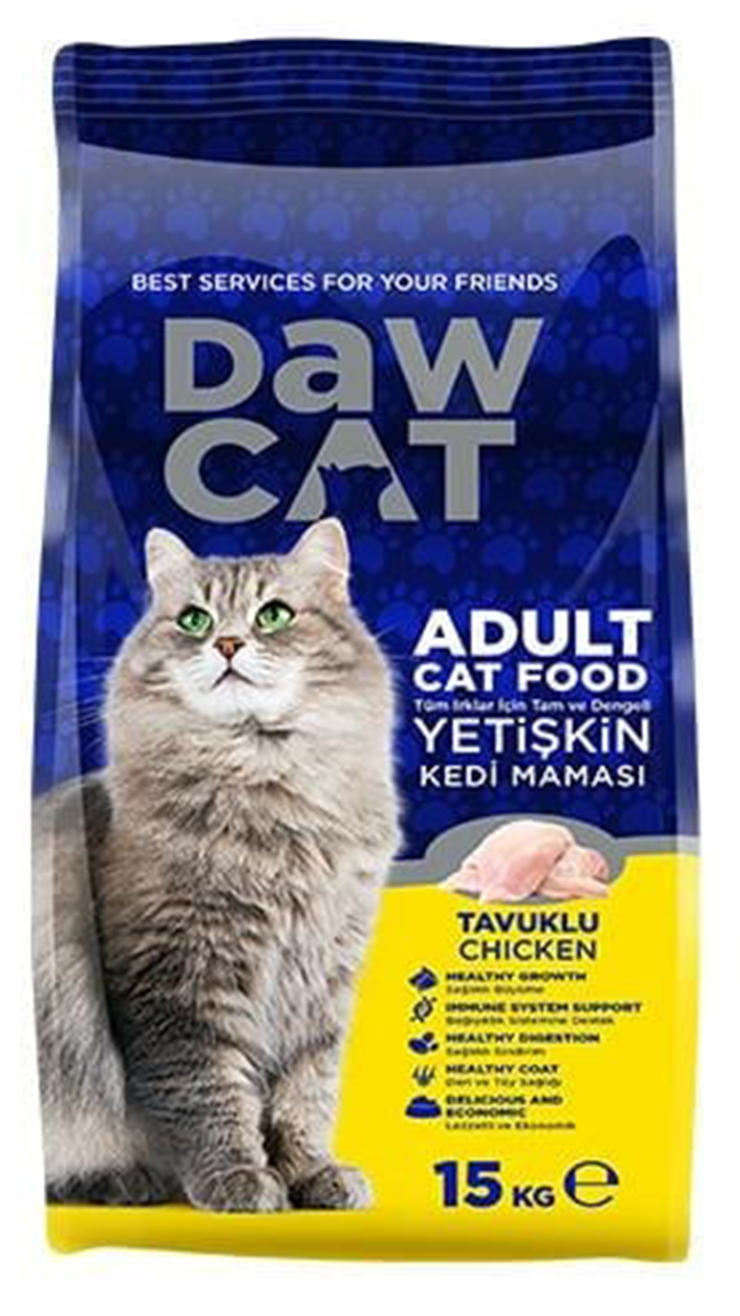 DAWCAT 15 KG YETİŞKİN KEDİ MAMASI TAVUKLU