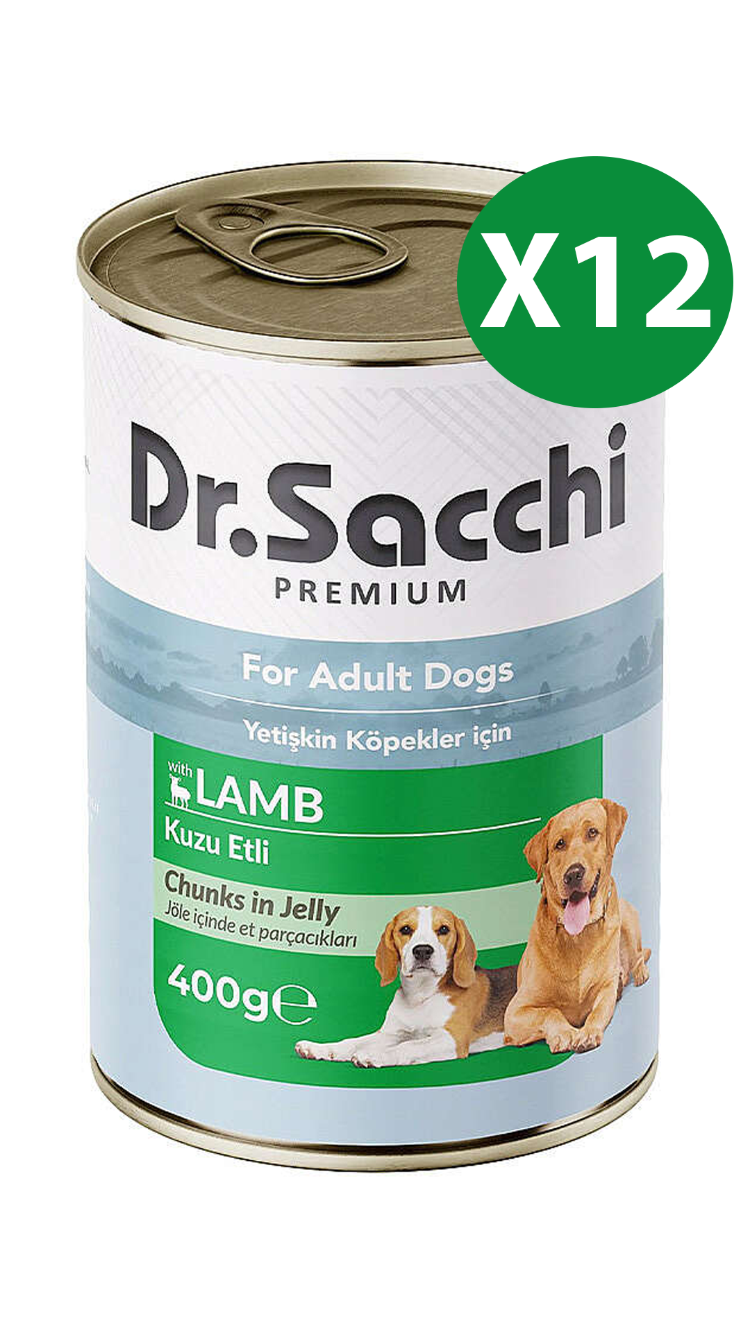 Dr. Sacchi Kuzu Etli Köpek Yaş Maması 400 GR 12 Adet