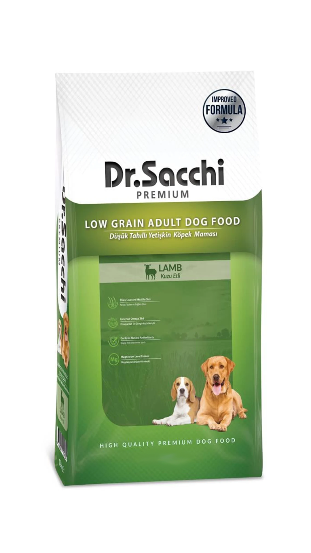 DR.SACCHI MAMA KÖPEK DÜŞÜK TAHIL. KUZU ETLİ 12KG