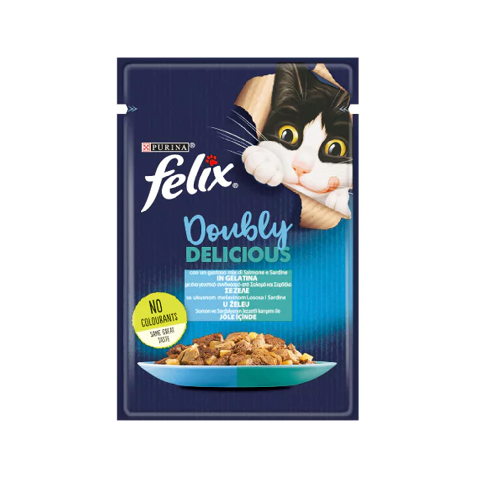 Felix Çifte Lezzet Somonlu ve Sardalyalı Yetişkin Kedi Konservesi 85gr