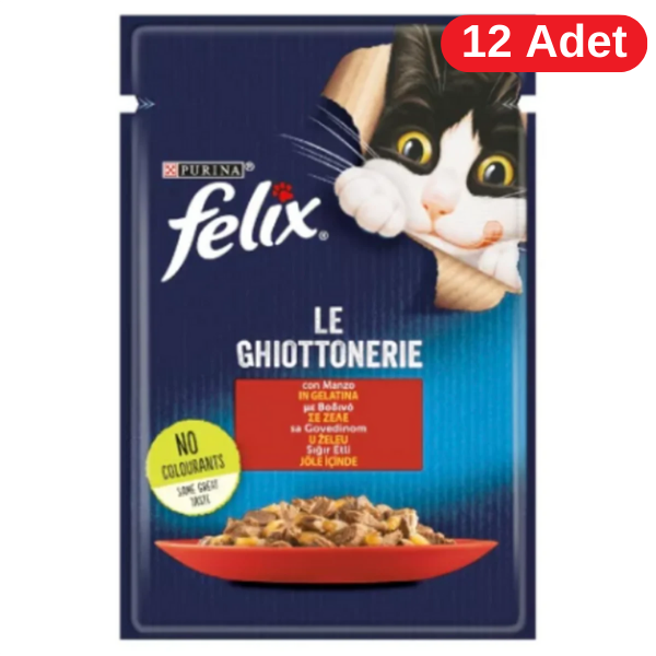 Felix Jöle İçinde Sığır Etli Yetişkin Kedi Konservesi 85gr 12 Adet