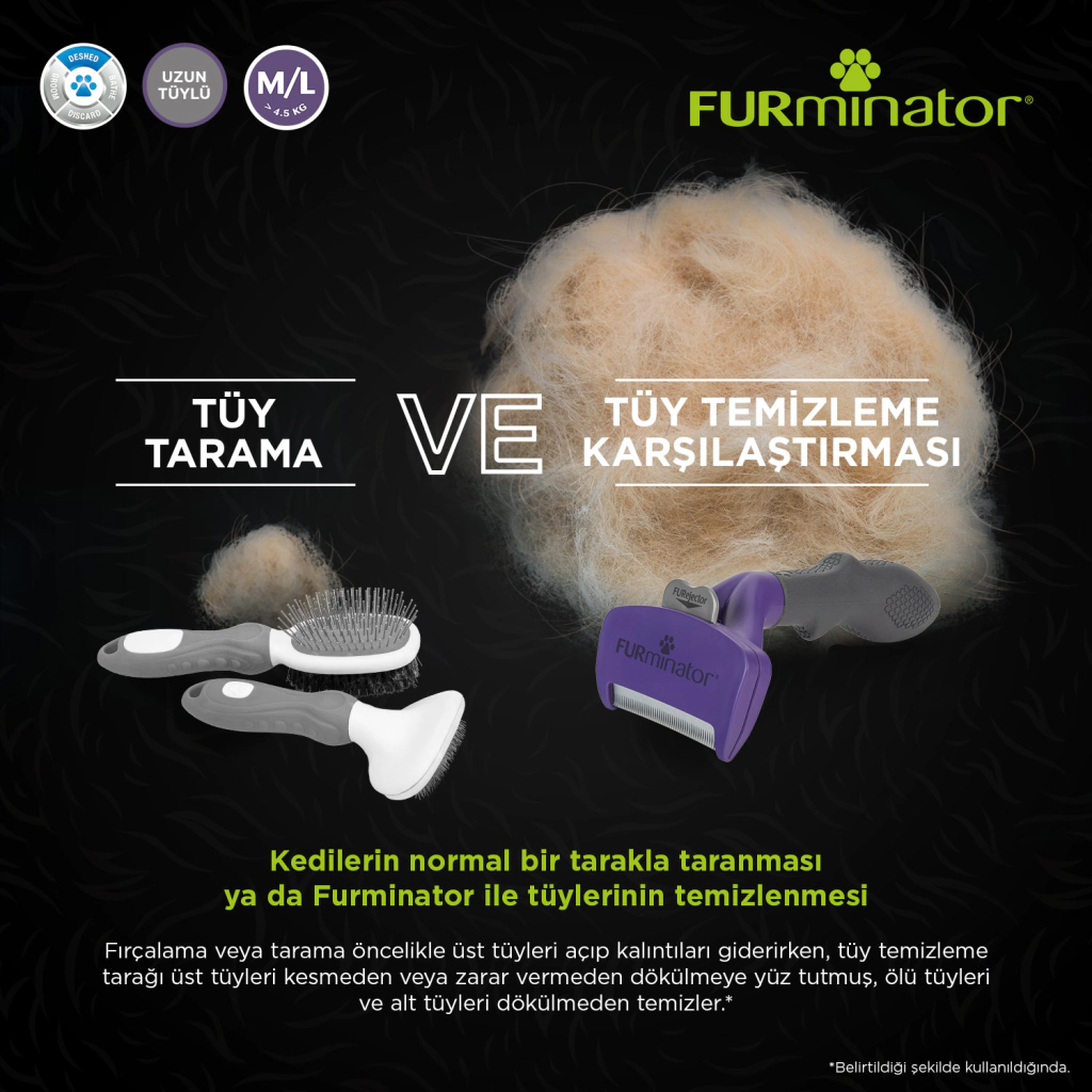 Furminator Kedi Tarağı - Uzun Tüylü Kediler için L