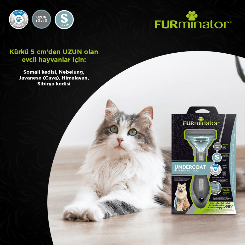 Furminator Kedi Tarağı - Uzun Tüylü Kediler için S
