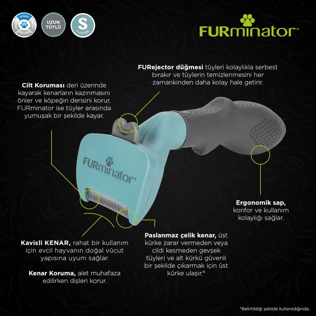 Furminator Kedi Tarağı - Uzun Tüylü Kediler için S