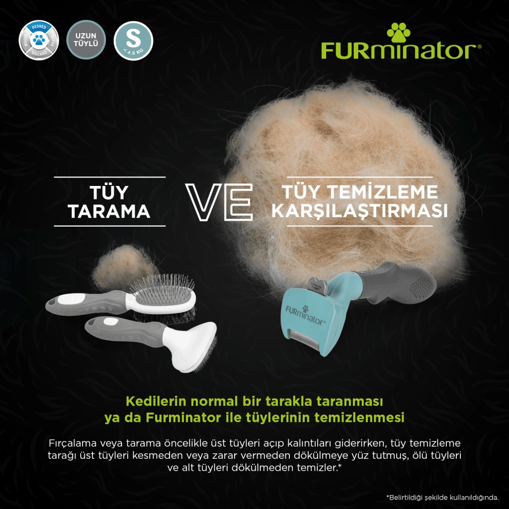Furminator Kedi Tarağı - Uzun Tüylü Kediler için S