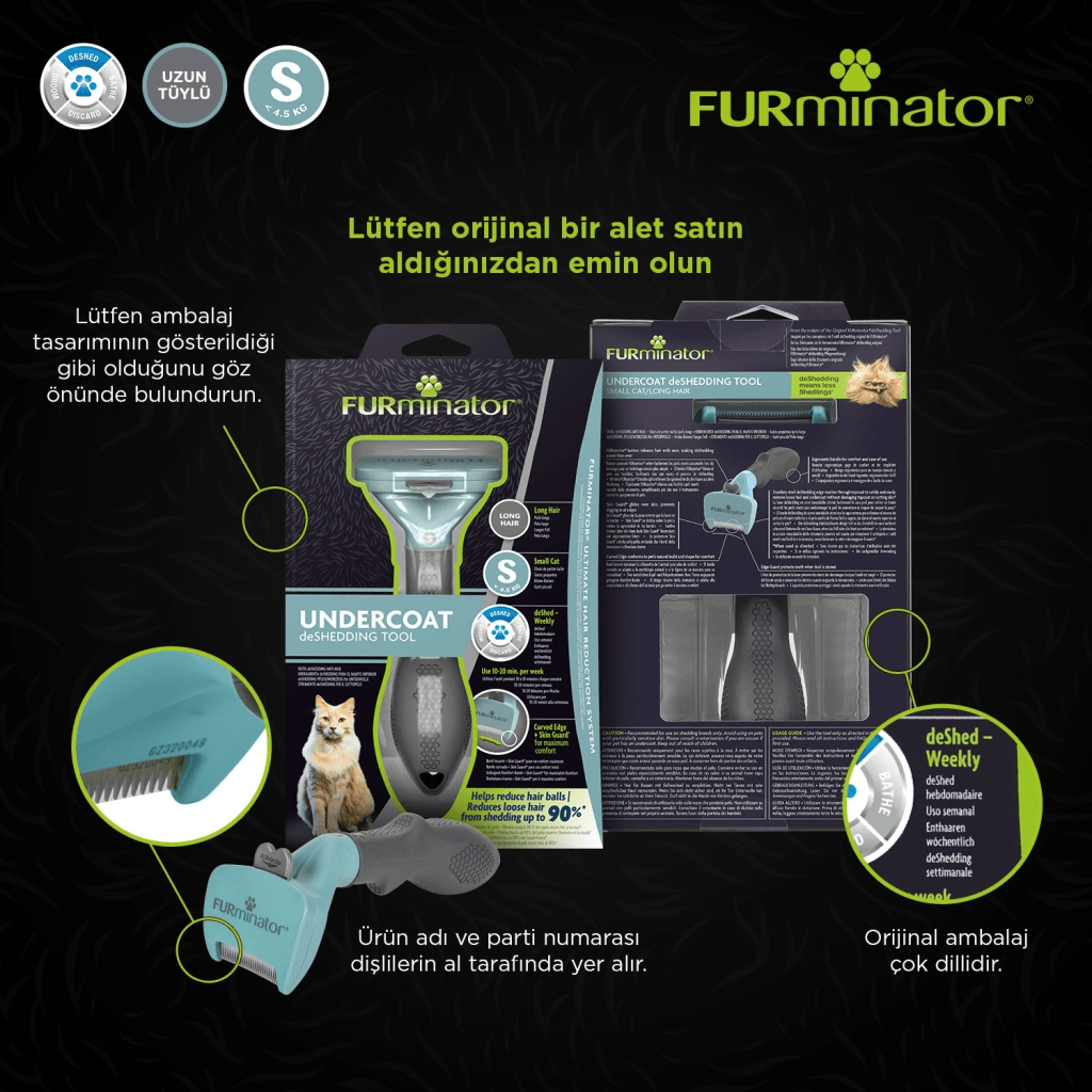 Furminator Kedi Tarağı - Uzun Tüylü Kediler için S