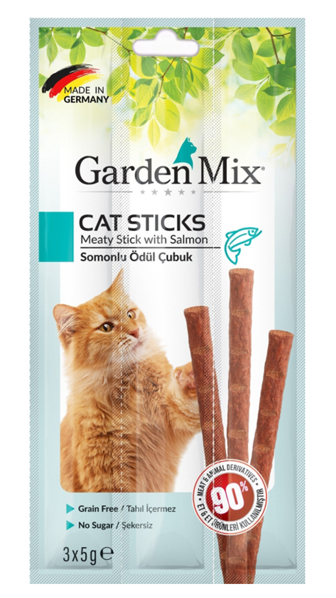 Garden Mix Somonlu Tahılsız Kedi Ödül Çubuğu 15gr (3'lü)