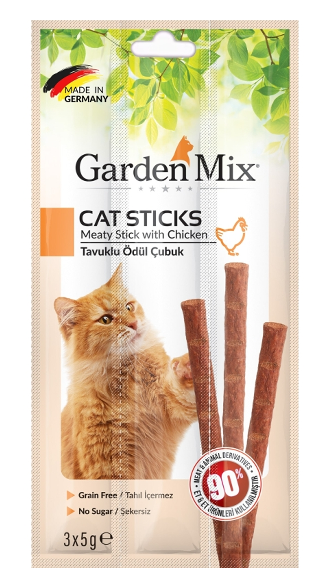 GARDENMİX TAVUKLU KEDİ STİCK ÖDÜL 3*5g 50?Lİ