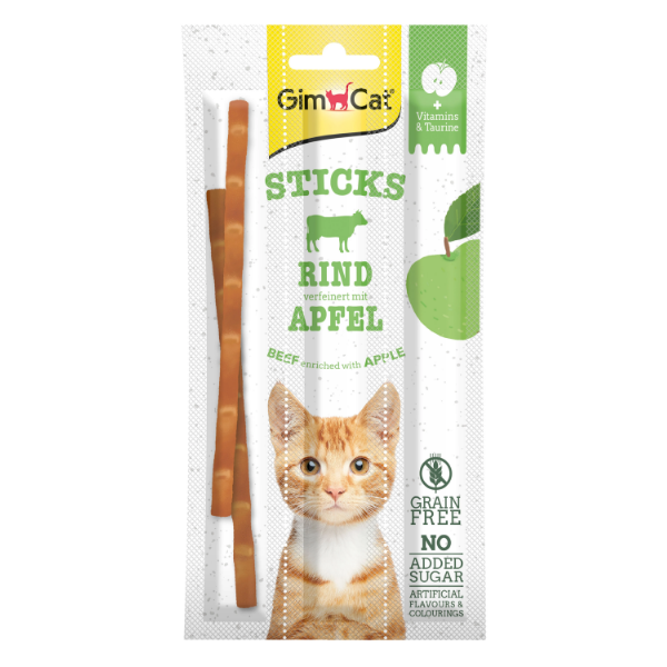 GimCat Super Food Sığır Etli ve Elmalı Kedi Ödül Çubuğu 15gr (3'lü)