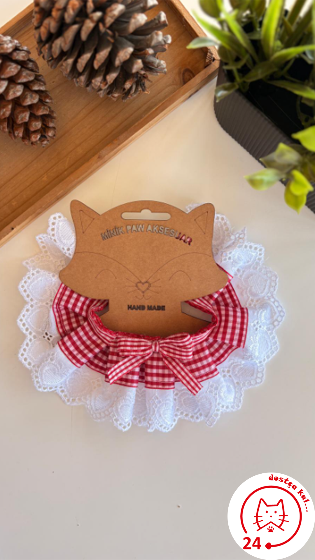 Kedi ve Köpek Noel Dantelli Tasma Yılbaşı Dantelli Tasma