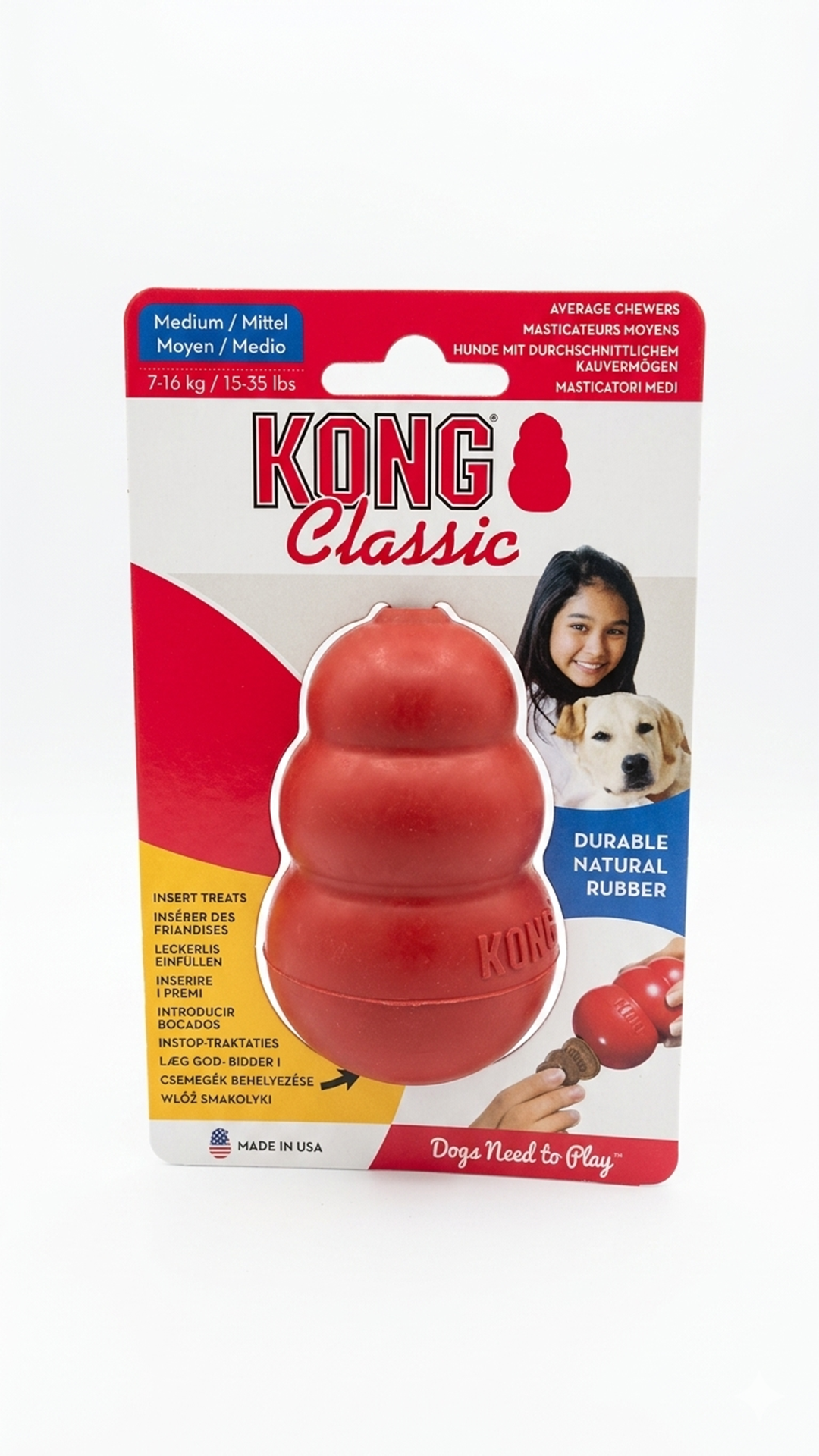 Kong Classic Köpekler için Çok Amaçlı Isırma Oyuncağı 9cm