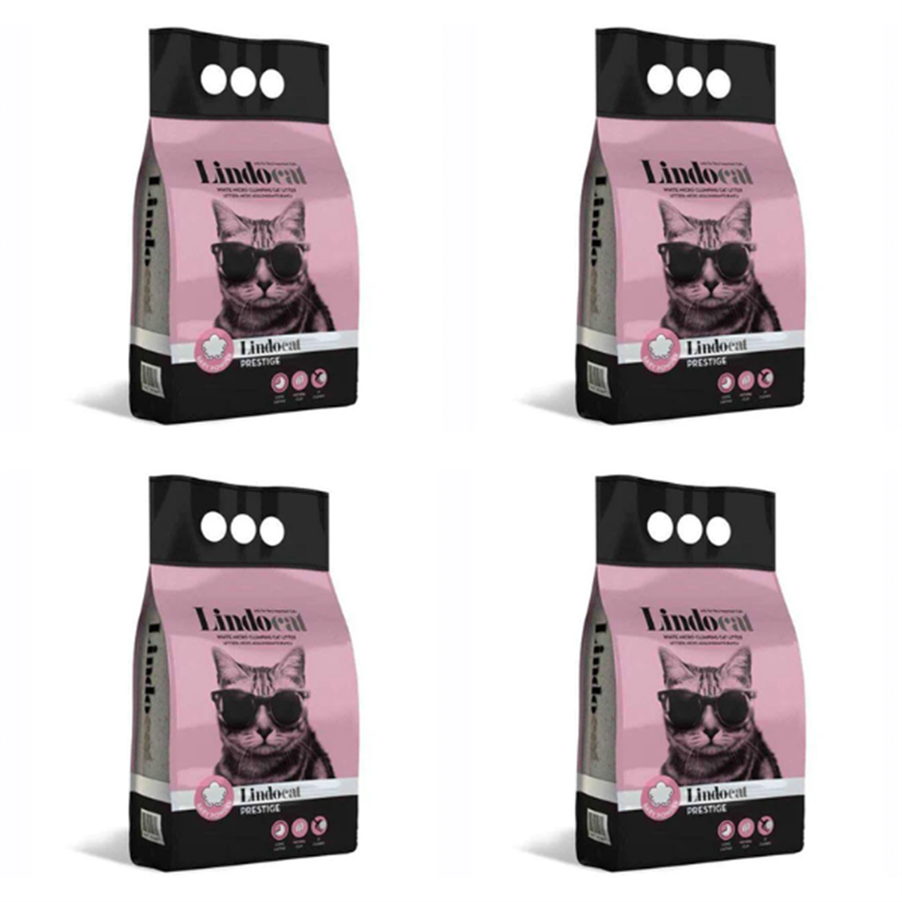 LindoCat Bebek Pudralı Ince Taneli Topaklaşan Kedi Kumu 5 Lt x 4 Adet