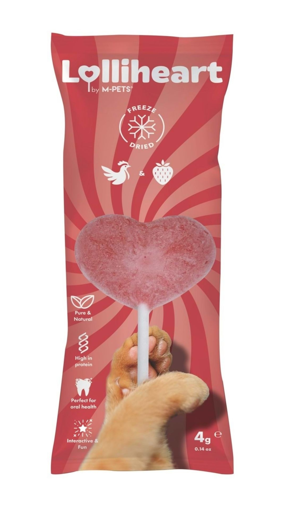M-PETS LOLLİHEART ÇİLEKLİ KEDİ ÖDÜLÜ 4GR