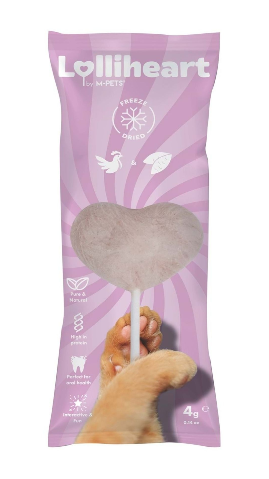 M-Pets Lolliheart Tavuklu ve Mor Patatesli Kedi Ödülü 4gr
