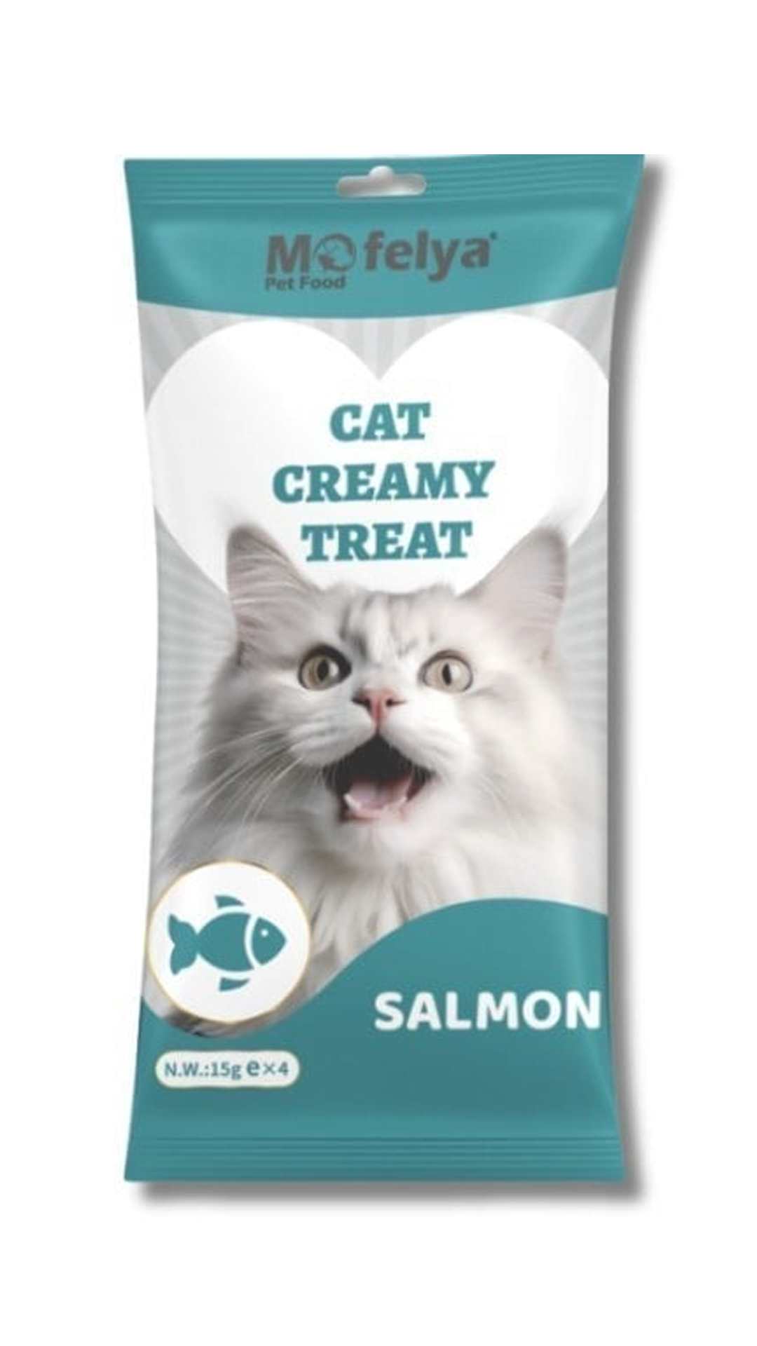 Mofelya Yüksek Proteinli Somonlu Krem Kedi Ödül Maması 15 gr 4'lü