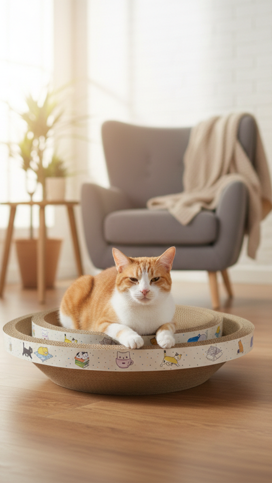 MOON-S KARTON KEDİ TIRMALAMA KEDİ DESENLİ