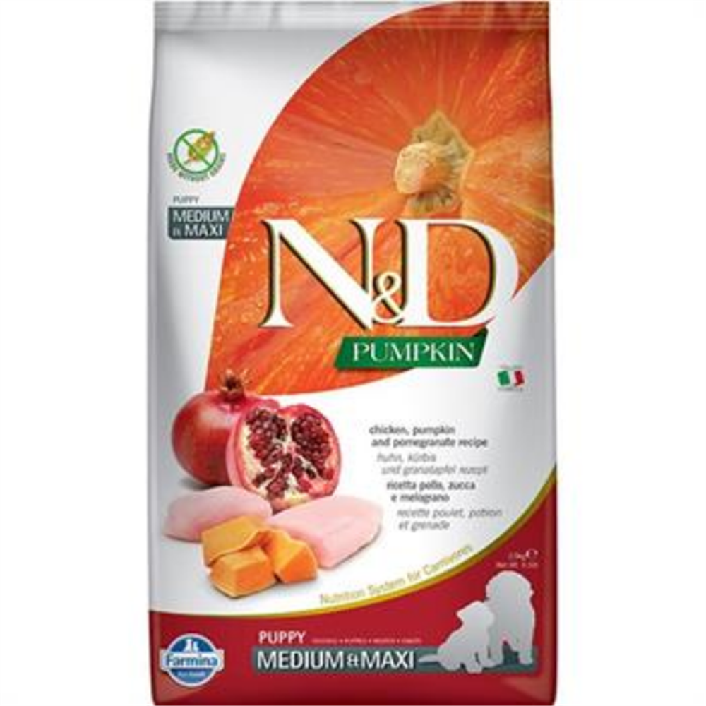 N&D Pumpkin Tahılsız Tavuk & Nar Puppy Medium Maxi Yavru Köpek Maması 12 Kg