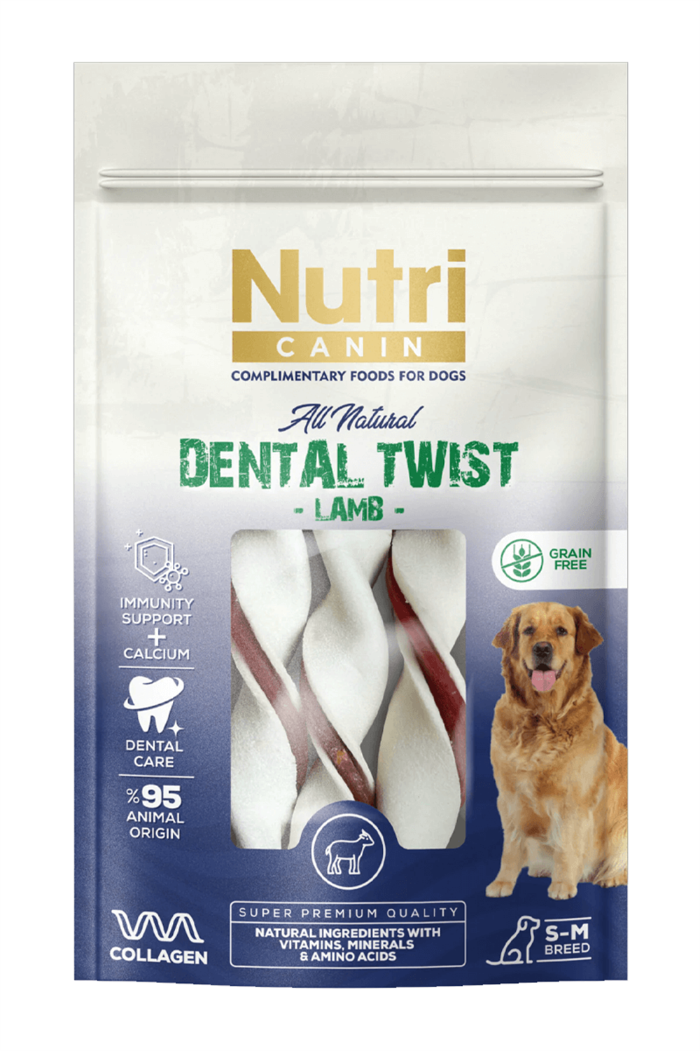 Nutri Canin Dental Twist Kuzu Etli Diş Sağlığı Köpek Ödülü 80 Gr