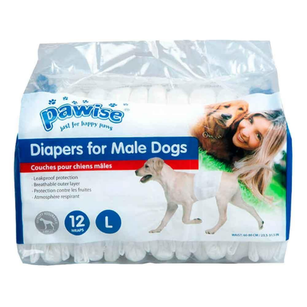 Pawise Erkek Köpek Çiş Bezi Bebek Bezi Bel 60-80cm 23,5-31,5 İnç