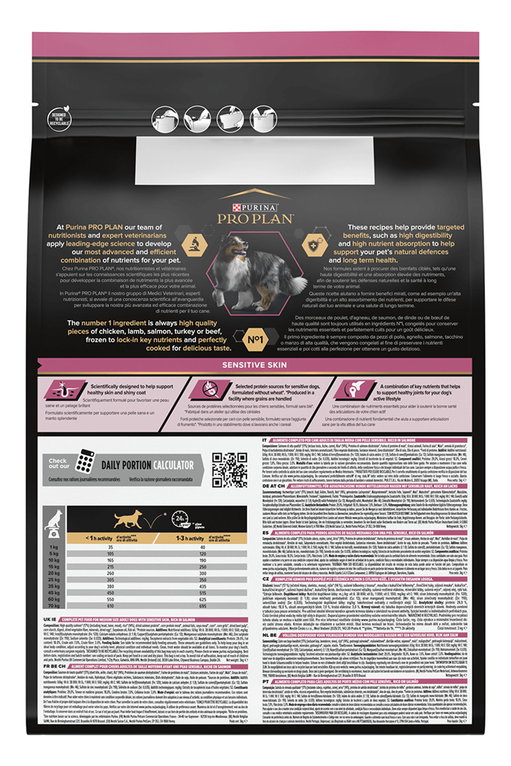 Pro Plan Medium Sensitive Skin Somonlu ve Pirinçli Yetişkin Orta Irk Köpek Maması 3kg