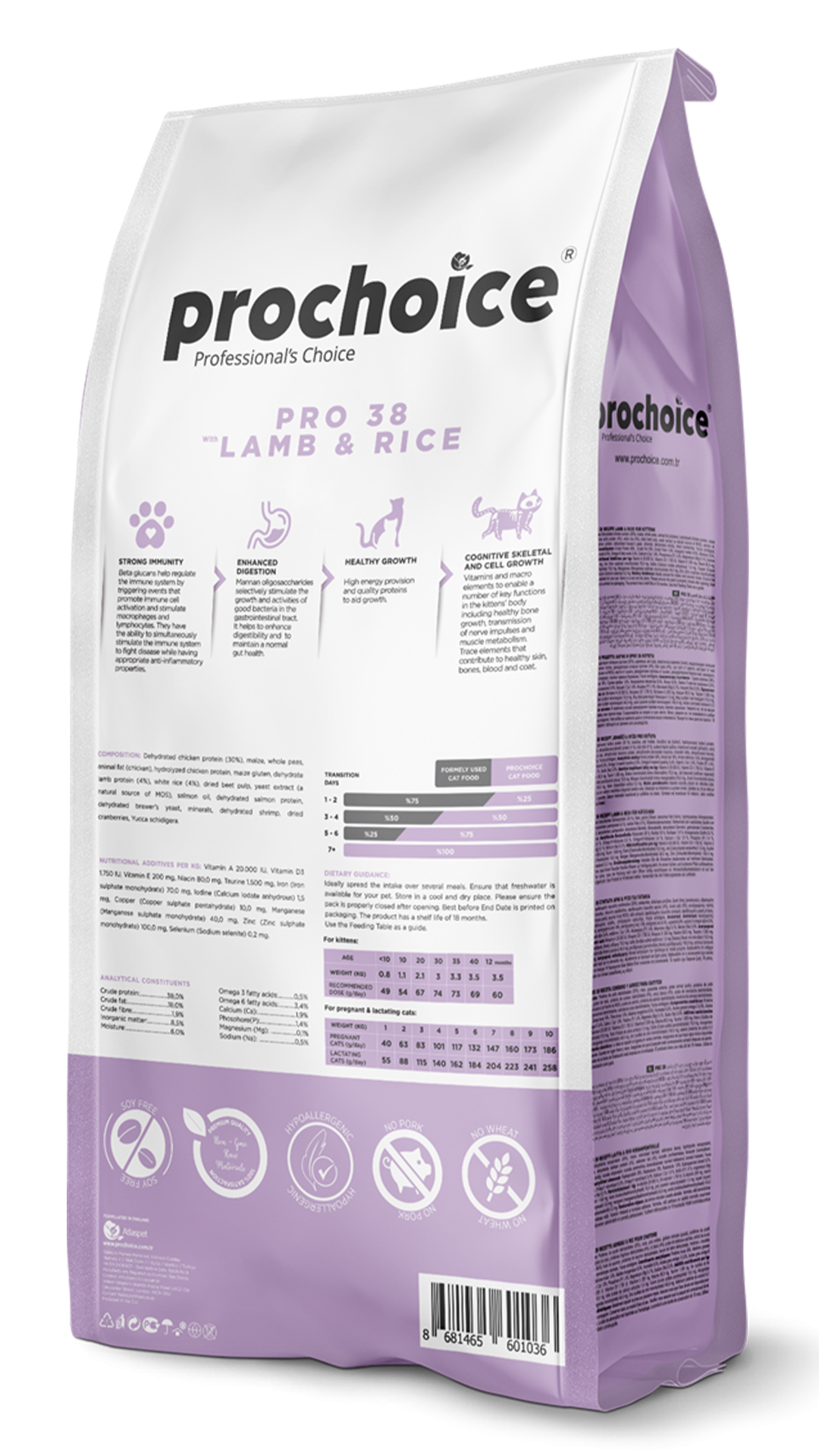 Prochoice 38 HypoAllergenic Kuzulu ve Pirinçli Düşük Tahıllı Yavru Kedi Maması 15 Kg